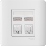 Schneider Electric 施耐德電氣 E8432RJS/6 WE_SZ Zencelo 兩位RJ45 6類數據插座 (Keystone面板/備防塵活門) (凝白)